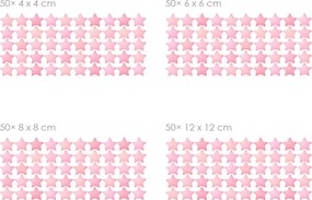Akvarelové hviezdy ružové 50 ks textilní prelepiteľné nálepky na stenu 50 ks 4x4 cm