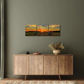 Obraz - Dedinské balíky (s hodinami) (90x30 cm)