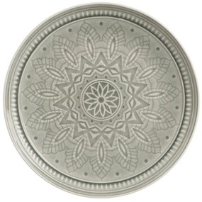 Svetlosivý keramický servítovací tanier s ornamentom Boho grey L - Ø 33cm