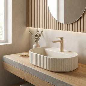 Rea Marcela Vanilla, umývadlo na dosku 600×370×135 mm, béžová matná, REA-U3520