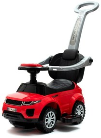 Detské hrajúce odrážadlo s vodiacou tyčou SUV 3v1 Baby Mix červené