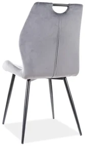 Jedálenská stolička Arco Velvet, svetlo sivá / čierna