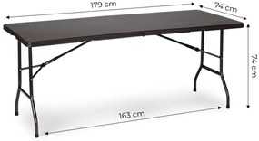 Bestent Cateringový stôl skladací 180cm Brown Rattan