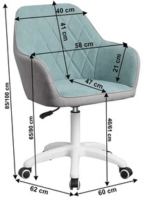 Kancelárske kreslo Santy - mentolová / sivá / biela