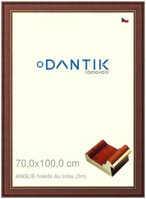 DANTIK rám na obraz 70x100 | ANGLIE hnědá Au linka (Plexi Čiré)