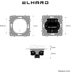 Elhard Okrúhle tlačidlo Rondo č.1/0So s LED indikátorom, biele RD1082W