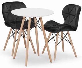 Jedálenský stôl TODI biely 60 cm s dvoma stoličkami LAGO čierne