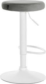 Barová stolička Ponte - zamat, biely rám - Sivá
