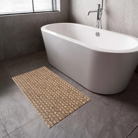 Kúpeľňová penová rohož / predložka PRO-052 Pletená rohož hnedá - metráž šírka 65 cm