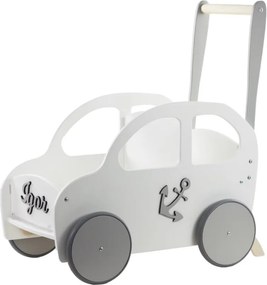 Drevené auto pre chlapcov / chodítko biela