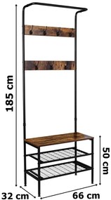 Vešiak na kabáty s botníkom ODRYS čierny