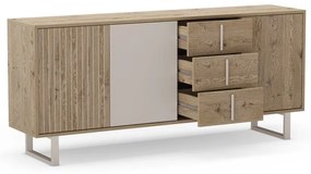 Nízka komoda v dekore duba v sivo-prírodnej farbe 180x80 cm Millay – Marckeric
