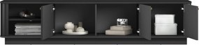 TV skrinka Vesper 3D 187 cm na sokli - čierna / zlaté úchytky