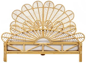 Ratanová pávia posteľ 160 x 200 cm svetlé drevo FLORENTINE Beliani