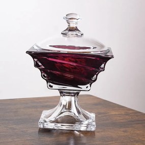 KRIŠTÁĽOVÁ MISKA BOHEMIA CASABLANCA BURGUNDY NA NOHE 245MM