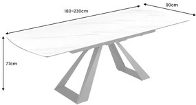 Rozťahovací keramický jedálenský stôl Kody 180-230 cm biely