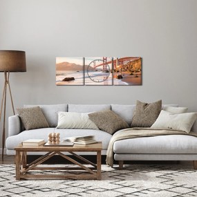 Obraz - Golden Gate Bridge (s hodinami) (90x30 cm)