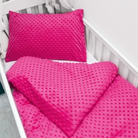 Biante Detské posteľné obliečky do postieľky Minky 3D bodky MKP-018 Purpurové Do postieľky 90x130 a 40x60 cm