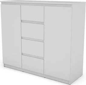 Široká komoda so 4 zásuvkami Carlos, biela, 120 cm