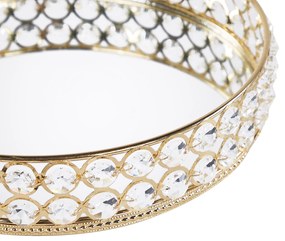 Okrúhly zrkadlový dekoratívny podnos zlatý VATAN Beliani