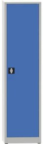 Dielenská policová skriňa na náradie KOVONA, 4 police, zváraná, 508 x 500 x 1950 mm, sivá / modrá