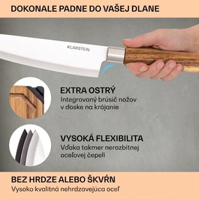 Klarstein Komaki 8-dielna sada nožov: 5 nožov, 3 dosky na krájanie, brúsik, stojan na tablet