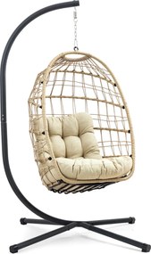 Skládací závěsné houpací křeslo Houseland Chloe pískové