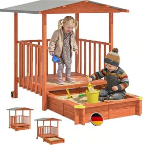 Pieskovisko s verandou SUNNY, 130x130x143cm, hnedá/šedá Jurhan