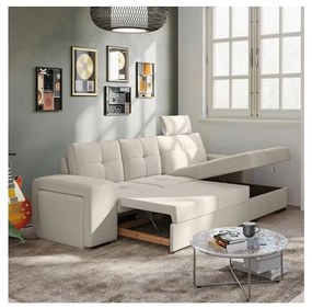 Rozkladacia sedačka s úložným priestorom a taburetom PALERMO svetlosivá pravá