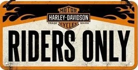 Plechová ceduľa Harley-Davidson - Riders Only, (20 x 10 cm)