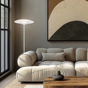 Biela LED stojacia lampa s kovovým tienidlom (výška 140 cm) Lund – Candellux Lighting