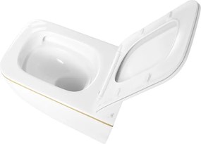 BPS-koupelny Závesná WC misa so SoftClose sedadlom HYD-6778, biela/zlatý lem