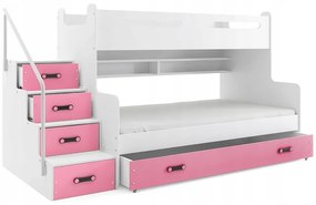 Interbeds MAX 3 poschodová posteľ 200x120 + matrace ružovo-biela 2025