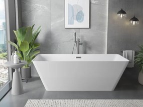 Mexen Velo Slim, voľne stojaca vaňa 170 × 75 cm, biela lesklá, grafitový prepad, 52811707500-95