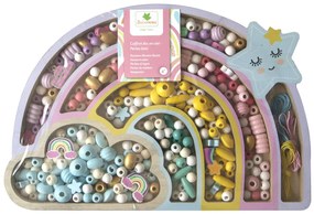 Drevené pastelové koráliky - Dúha, 330ks