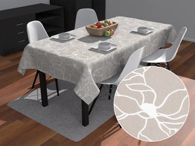 Biante Bavlnený obdĺžnikový obrus Sandra SA-270 Biele designové kvety na béžovom 120x180 cm