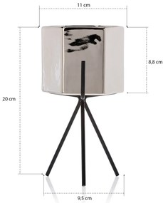 KERAMICKÝ KVETINÁČ SO STOJANOM SASHI 20X9,5 CM STRIEBORNÁ