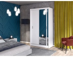 Šatní skriňa so zrkadlom SABRINA 120x215 cm biela