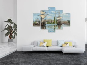 Obraz - Claude Monet, Ships Riding on the Seine at Rouen, reprodukcia (150x105 cm)