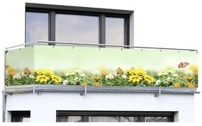 Žlto-zelená plastová balkónová zástena 500x85 cm Butterfly - Maximex