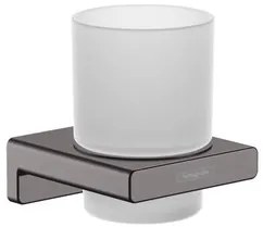 Hansgrohe AddStoris držiak pohára a kefiek vrátane poháre vo farebnom prevedení kartáčovaný čierny chróm 41749340