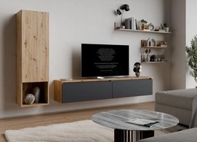 Závesná TV skrinka Asko Living, 180 cm, dub artisan/antracit