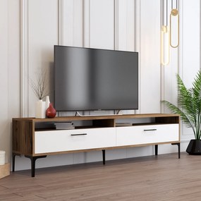 TV stolík/skrinka Irma 2 (orech + biela). Akcia -18%. Vlastná spoľahlivá doprava až k Vám domov. 1088900