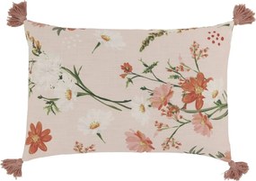 Růřový povlak na polštář se střapci a květy Aix Wild Flowers - 60*40 cm