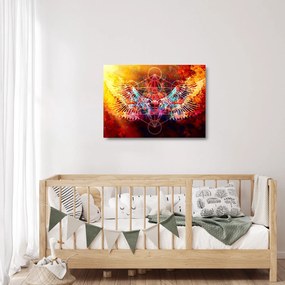 Sklenený obraz - Merkaba s krídlami, abstrakcia (70x50 cm)