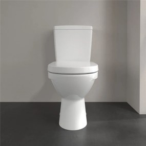 VILLEROY &amp; BOCH O.novo WC misa kombi s hlbokým splachovaním bez vnútorného okraja, zadný odpad, 370 x 670 mm, biela alpská, s povrchom CeramicPlus, 5661R0R1