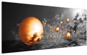 Obraz oranžových abstraktných gulí (120x50 cm)