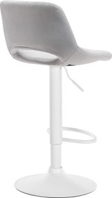 Barová stolička Camden - zamat, biely rám Svetlo sivá