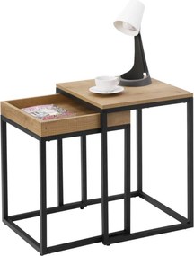 Príručné stolíky, 2 ks stohovacích stolov, medovo hnedé