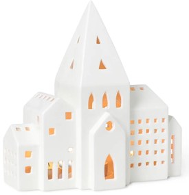 Biely keramický svietnik Kähler Design Urbania Lighthouse City